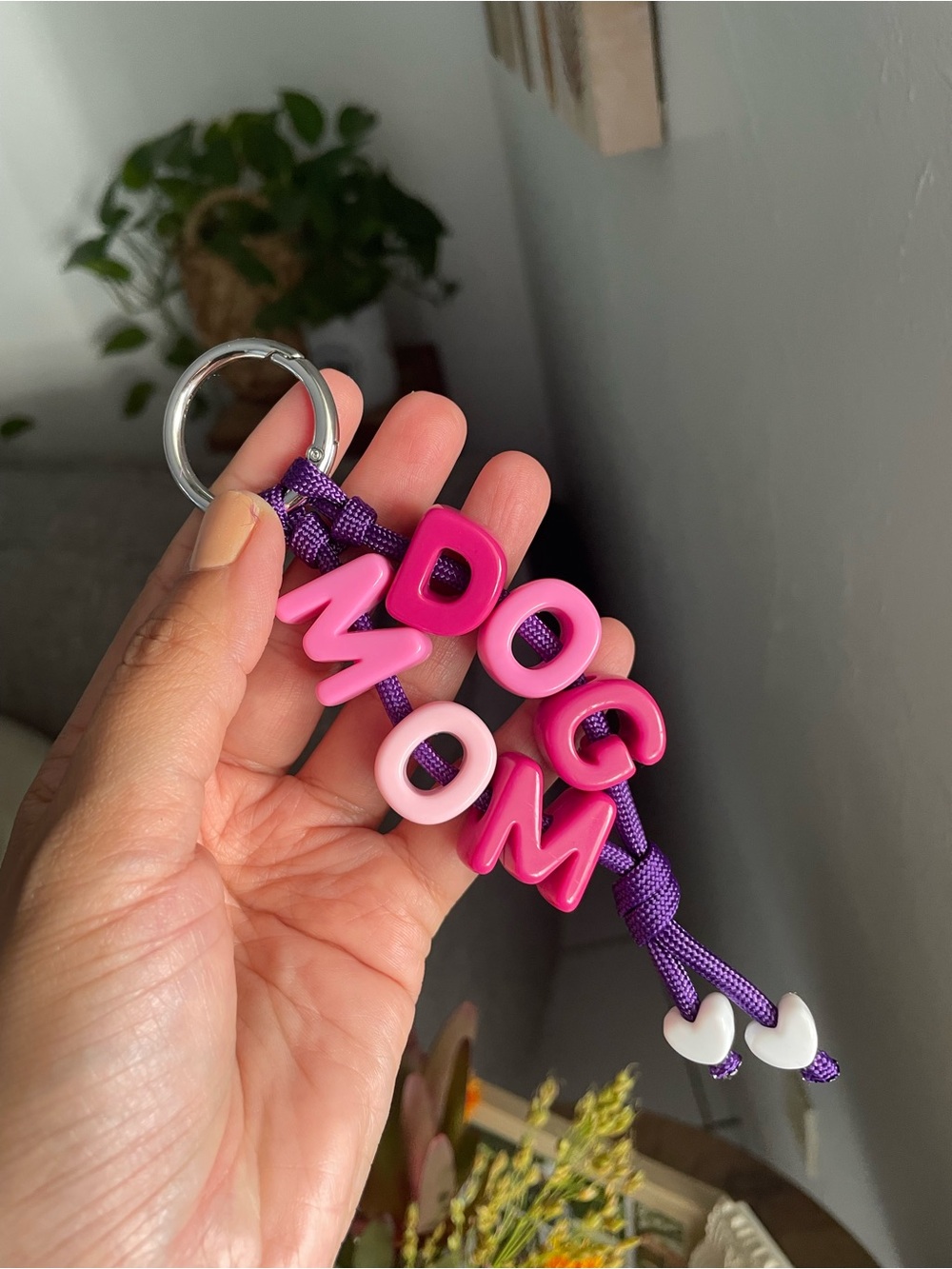 Pink & Purple dog mom Letter Keychain - Women Accessories